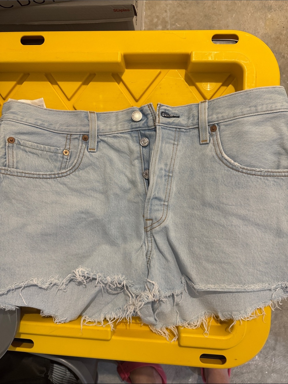 Levi's Light Blue Distressed Denim Cutoff Shorts 501